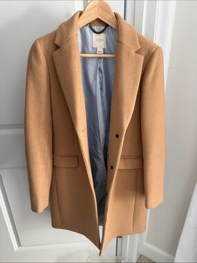 NWOT J. Crew Women's Camel Tan Wool-Blend Notch Lapel Coat